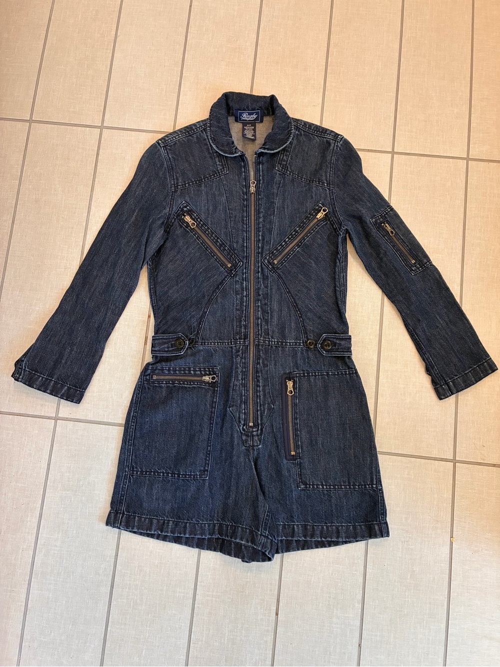 Ralph Lauren Rugby Dark Denim Utility Short Romper S